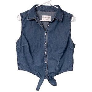 Aeropostale Denim Chambray Sleeveless Tie Tank